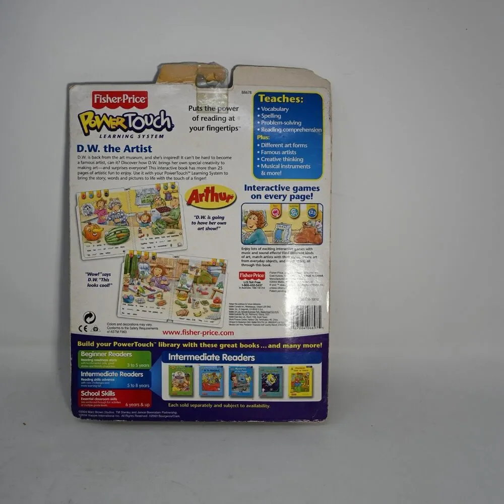 NEW Fisher Price PowerTouch D.W. The Artist Book Cartridge Arthur NOS